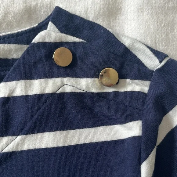 Hope & Henry Navy Striped Dress with Chambray Blue Skirt & optional belt, Size 8 - Picture 4 of 5